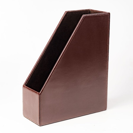 Dacasso Dark Brown Bonded Leather Magazine Rack AG-3682